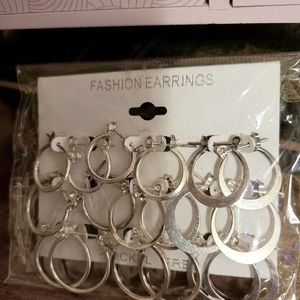 9 pairs hoop earrings